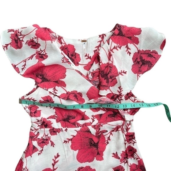FREE PEOPLE French Quarter Cream Combo Mini Wrap Ruffle Dress Pink/White Size S - Picture 10 of 11